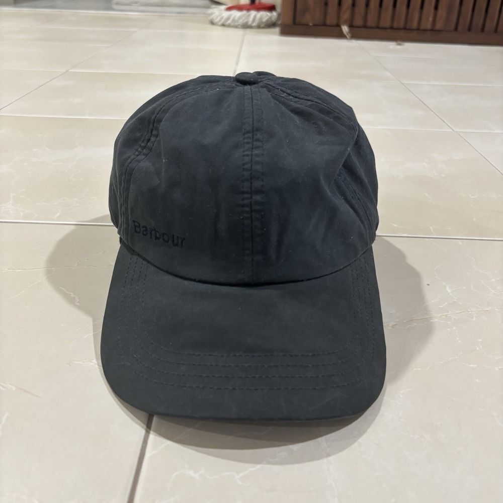 Barbour Hat Waxed Baseball Cap Men's One Size Gel Brim Navy Blue Tartan